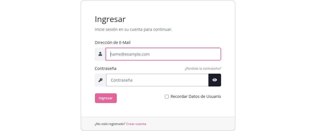Pantalla de acceso al área de clientes de NebulaCloud